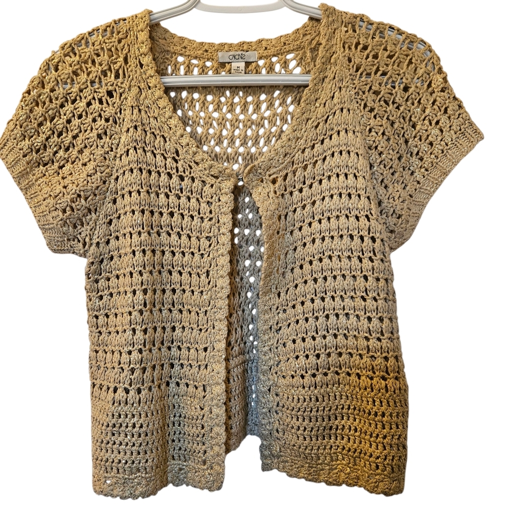 Cache Crochet Sparkle Cropped Cardigan Sweater